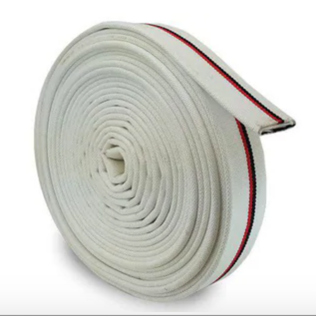 FIRE HOSE, 3/4X50' White Garden Hose Thread Fittings with Quick-Strap Cord  Wrap