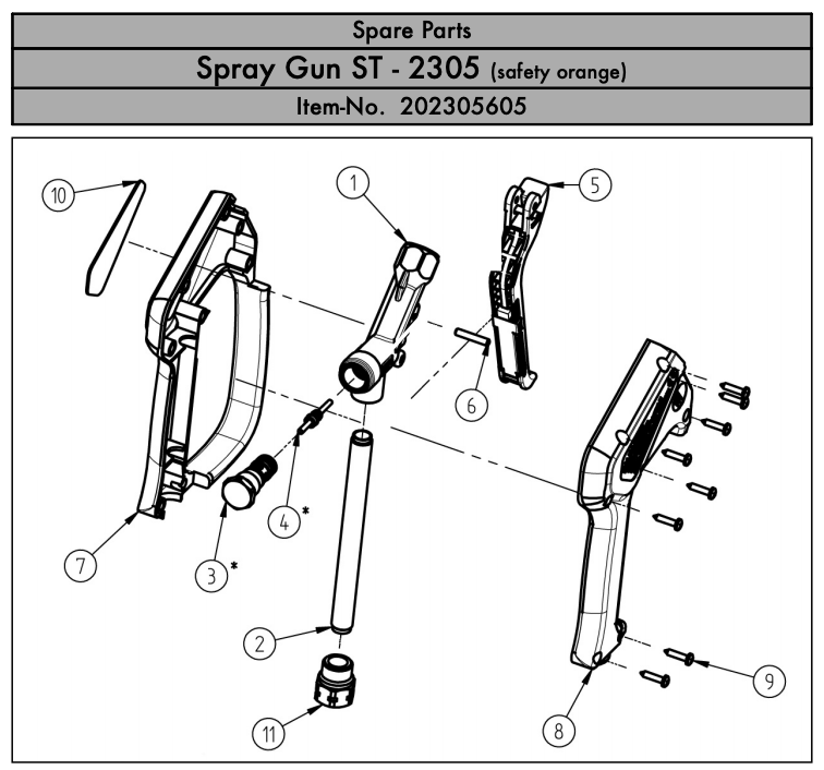 Suttner ST-2305 Spray Gun - Safety / High Visibility Orange with Easy Pull Trigger